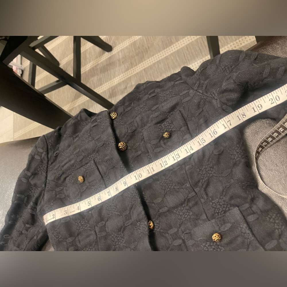 Y2K Lucky brand gothic decorative gold buttons wool cotton blend jacket S - Picture 7 of 8